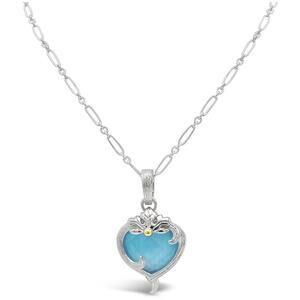 Ariva Turquoise Rock Crystal Heart Pendant Necklace Brand New!